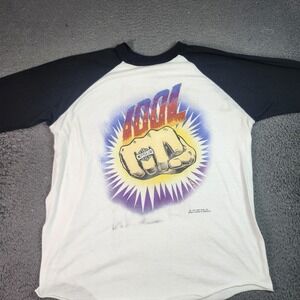 Vintage Brockum Billy Idol Shirt Mens Large White Raglan 3/4 Sleeve 1990